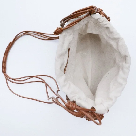Zara Brown Knotted Mini Crossbody Bag - Picture 6 of 7